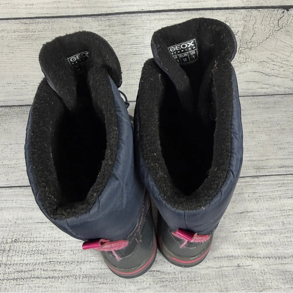 Geox Girls' Overland Navy and Pink Tall Waterproof Winter Snow Boots Sz 1